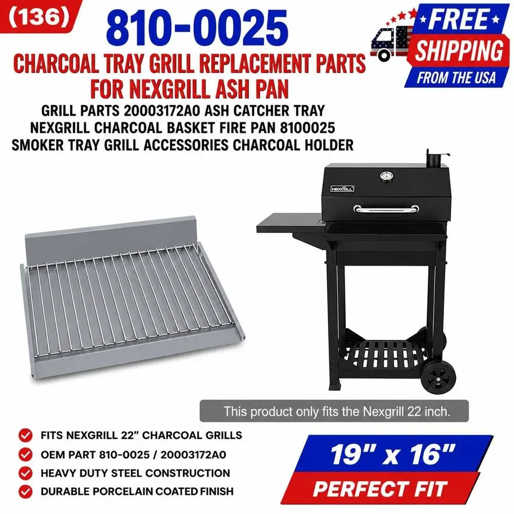 810-0025 Charcoal Ash Pan Replacement Parts Nexgrill 22